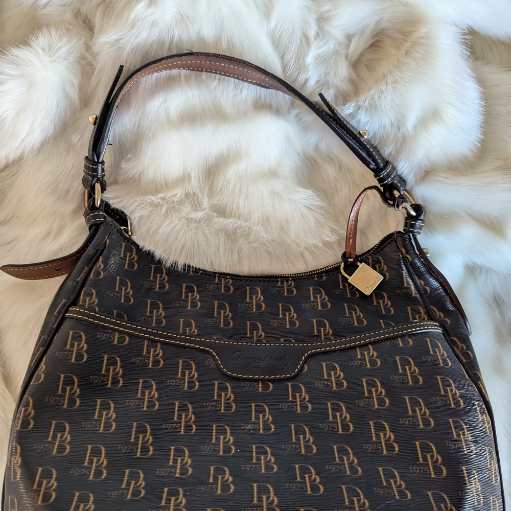 Dooney & Bourke 1975 Collins Black and Brown Women's Designer Bag Purse Luxury - Picture 4 of 13
